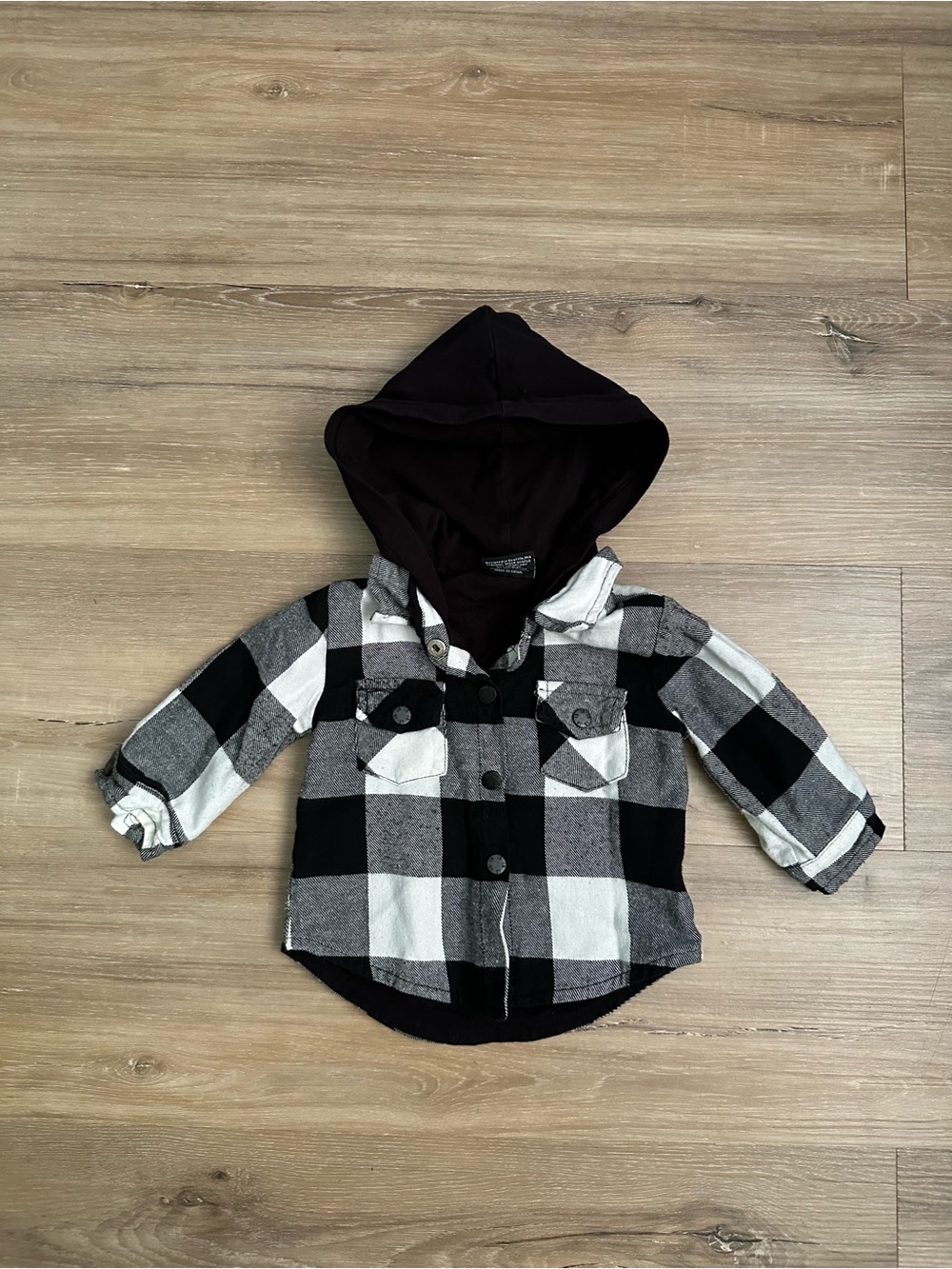 Little Bipsy Black & White Buffalo Plaid Hooded Shacket 3–6M